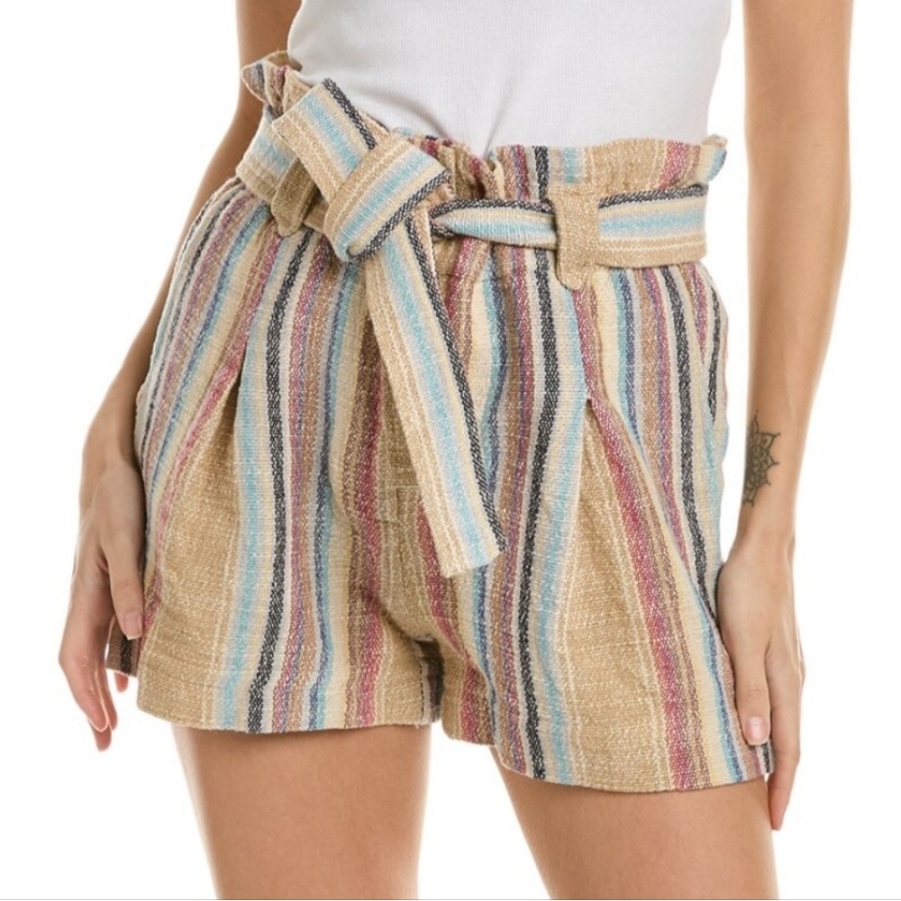 Faherty Mykonos Surf Rider Striped Paper Bag Shorts Multicolor Medium M Cotton